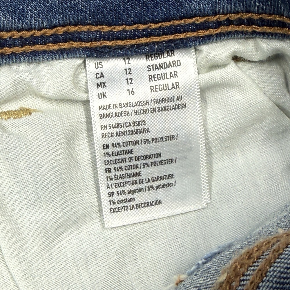 American Eagle Kick Boot Jeans Women 12 Stretch‎ Vintage Distressed Look - Picture 6 of 16
